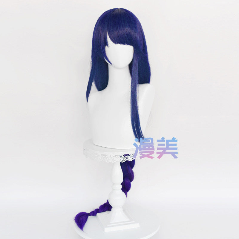 MANMEI 110cm Wig Raiden Shogun Cosplay Genshin Impact Rambut Ungu Panjang