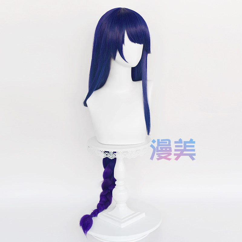 MANMEI 110cm Wig Raiden Shogun Cosplay Genshin Impact Rambut Ungu Panjang