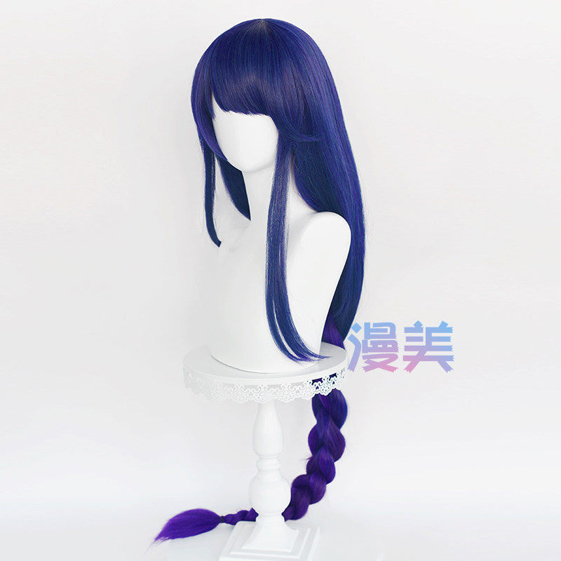 MANMEI 110cm Wig Raiden Shogun Cosplay Genshin Impact Rambut Ungu Panjang